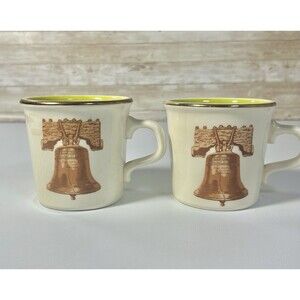 Vintage LIBERTY BELL Coffee Mug Cup Taylor International USA Lime Green Interior
